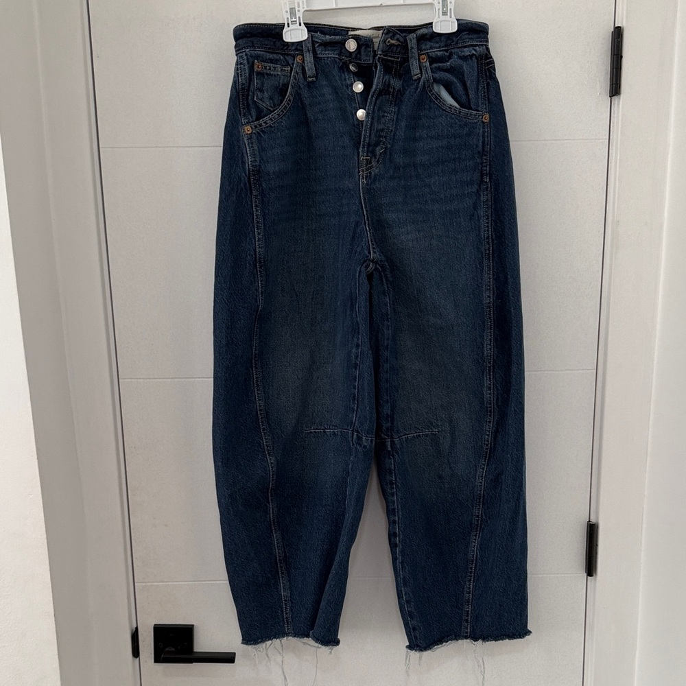 Dark Wash Baggy Barrel Jeans